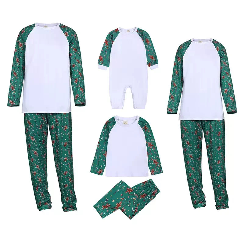 Sublimation Blank Long Sleeve T-shirt and Pants Christmas Clothes Family Home Wear Sleepwear Pajama Sets Adults Children