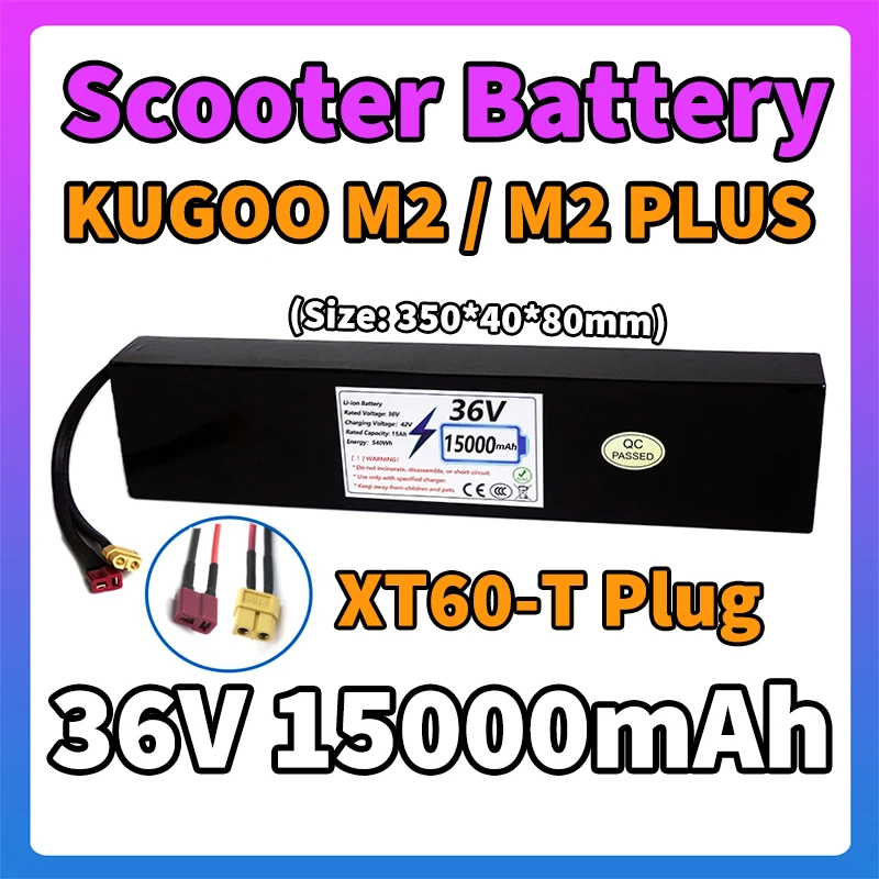 10S4P 36V Electric Scooter Battery 15000mAh High Capacity Rechargeable Battery Pack Long-Lasting 18650 Lithium Ion Built-in BMS