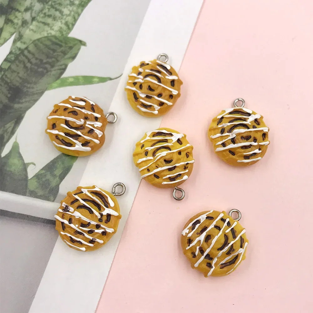 10 Stück Kawaii Donuts Brot Charms Anhänger für DIY Armband Halskette Ohrring Schlüsselanhänger Schmuckherstellung Fake Food Cabochon Dekor