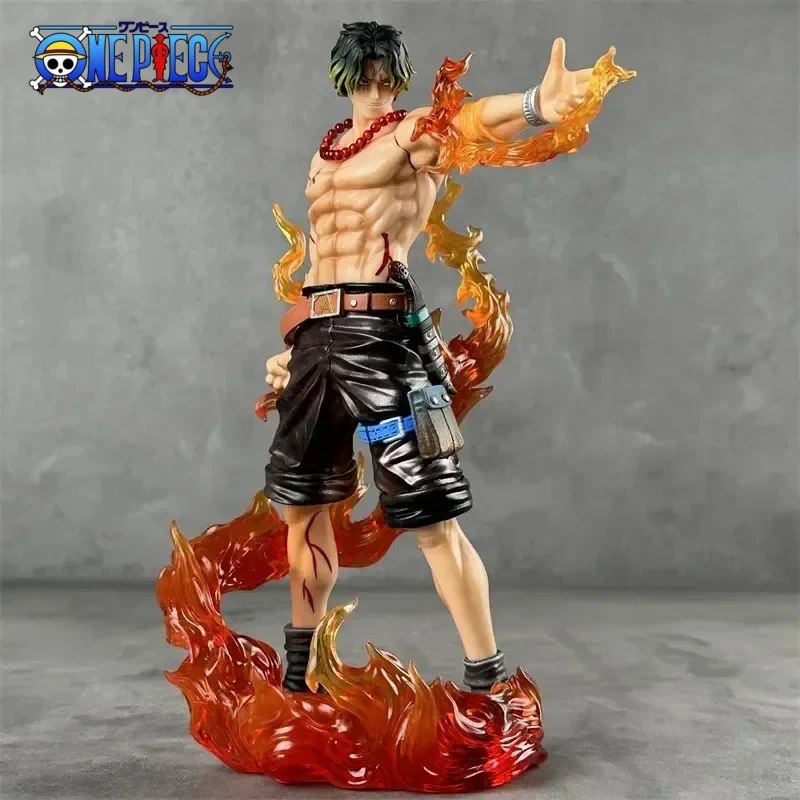 

One Piece Gk Top Battle Flame Fingertip Portgas.D.Ace Standing Scene Handmade Model Decoration Toy Desktop Ornaments Anime