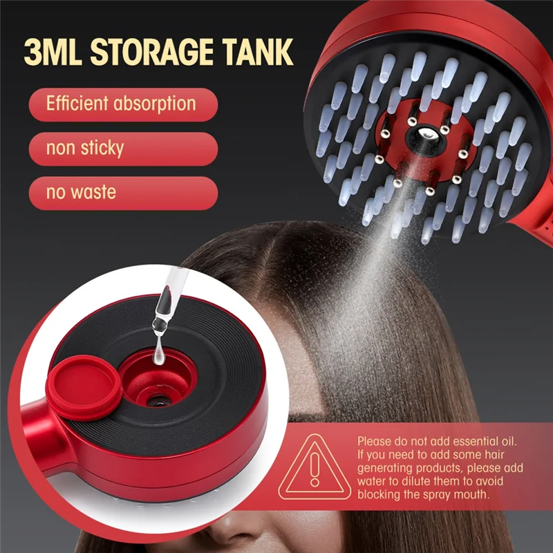 

ABKR-EMS Vibration Scalp Massage Comb Nano Atomized Portable Red Blue Light Follicle Comb Massager Anti Loss