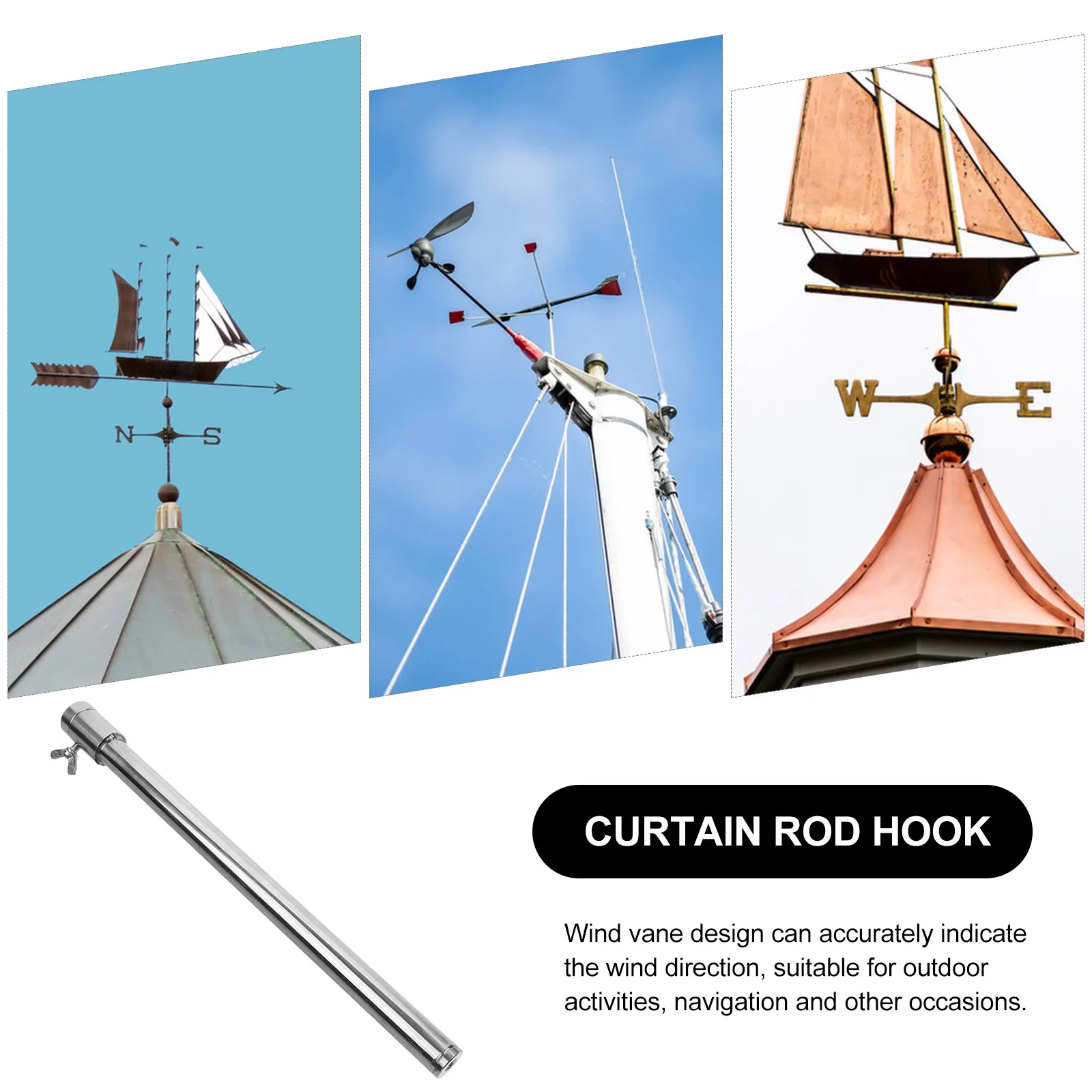 

Stainless Steel Air Duct Accessories Universal Weathervane Extension Rod Outdoor Mounting Pole Antenna Garden Roof Base Weather