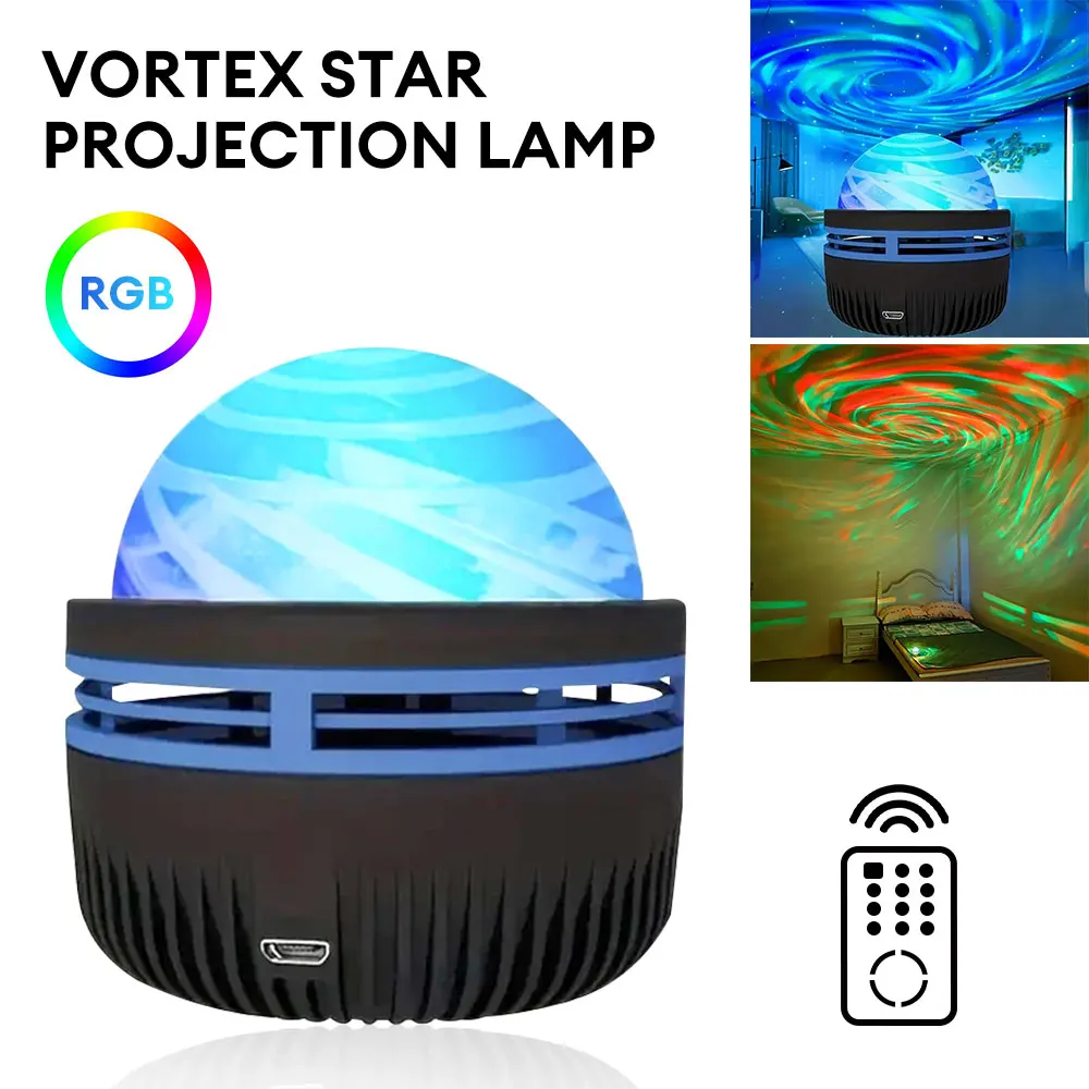 Usb Nightlight Lighting Galactic Starry Sky Vortex  Projector Bedroom Sleep Dreamlike Water Print Atmosphere Light Child Gift