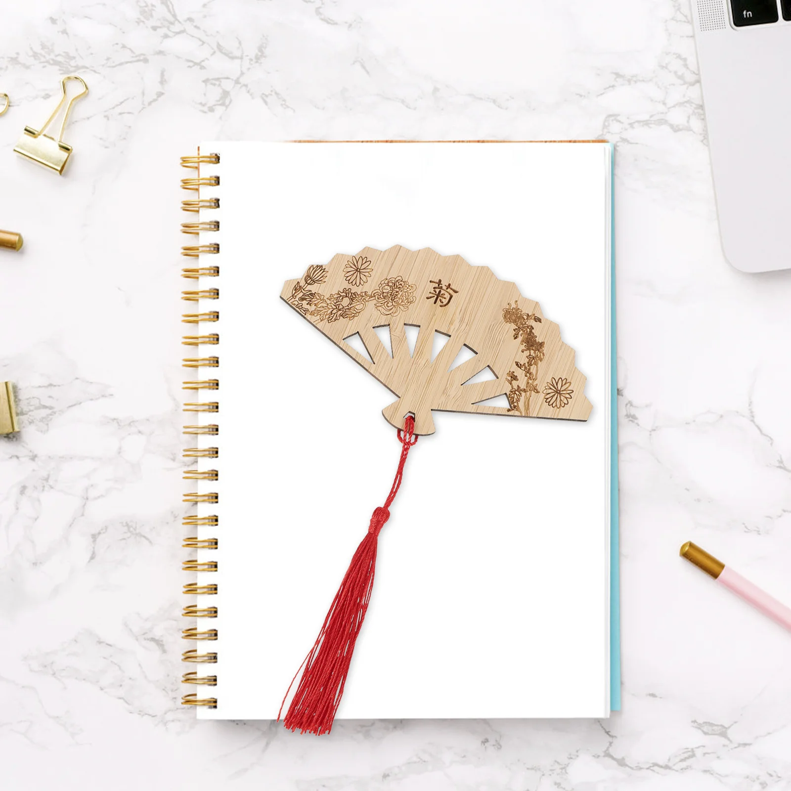 4Pcs Bamboo Bookmark Tassel Vintage Elegant Creative Classic Book Lovers Reading Accessory Chinese Culture