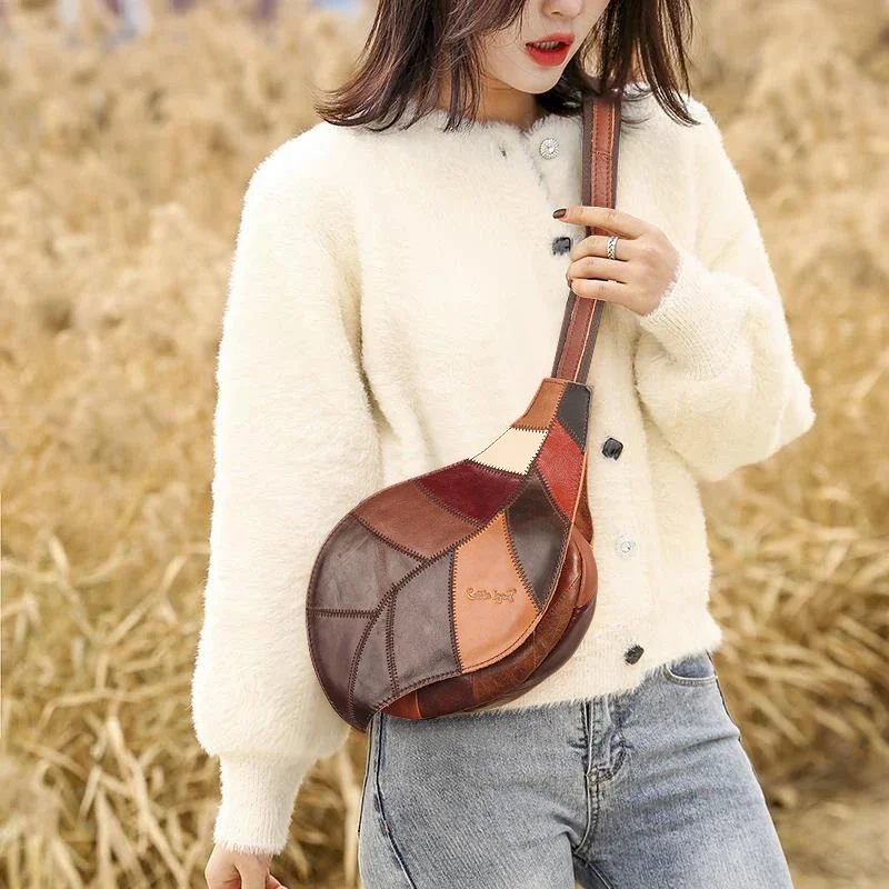 

Genuine Leather Shoulder Bags Leaf Shape Designer Luxury Crossbody Bag Multicolour Women's Messenger Bag