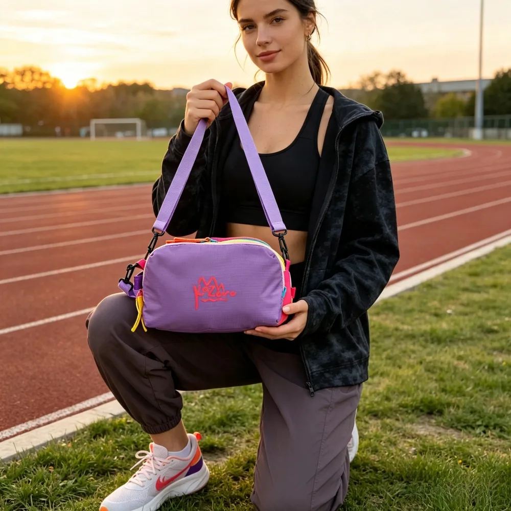 1 Piece Purple Adjustable Strap Sport Crossbody Bag, 34-124cm Strap 22×15×13cm Lightweight Nylon Shoulder Bag for Travel & Streetwear