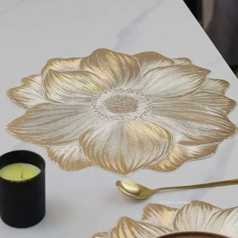 New Lotus-Shaped Heat-Resistant Flower Placemat Decorative Washable Table Pad Coasters for Home Party Wedding Decoration