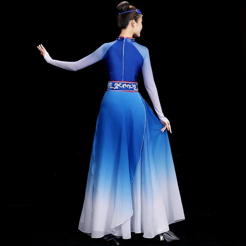 Tibetan Dance Performance Costume Female Mongolian Dance Dress Chinese Mongolian Dancewear Folk Ancient Festival Tibetan Outfit