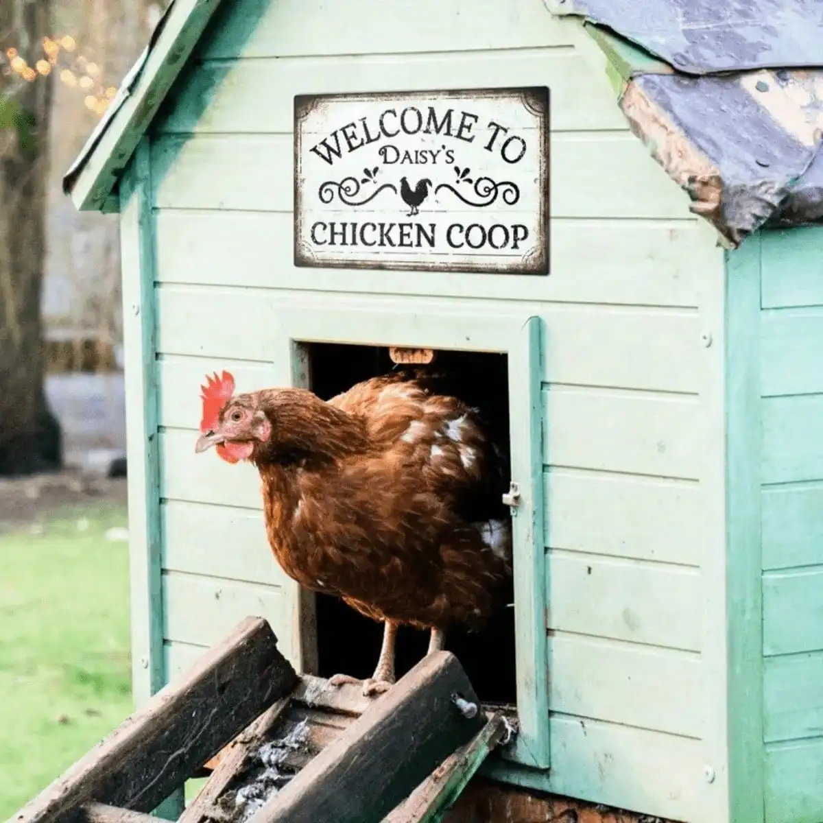 Custom Metal Farmhouse Sign Personalized Name Chicken Coop Decor