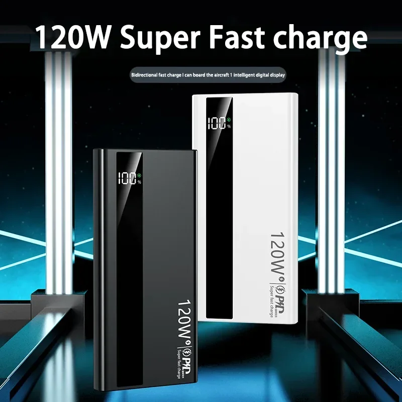 Xiaomi 200000 mAh Power Bank 120W Super szybkie ładowanie baterii Cyfrowy wyświetlacz o dużej pojemności Power Bank dla Iphone Samsung Huawei