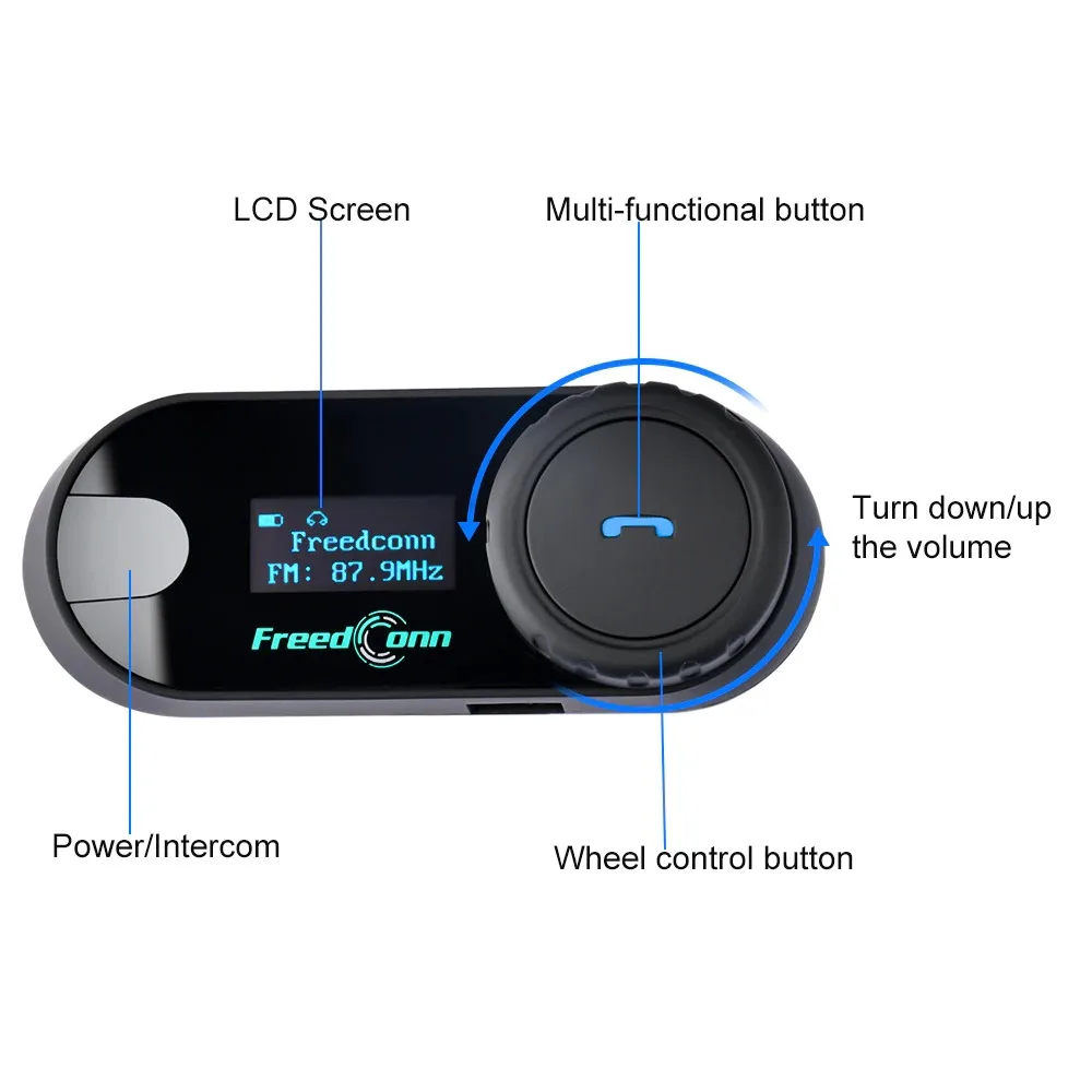 FreedConn Bluetooth Motorrad Intercom Helm Headset Drahtlose Motorrad Kopf Interphone LCD Bildschirm FM Kopfhörer – Detail 14
