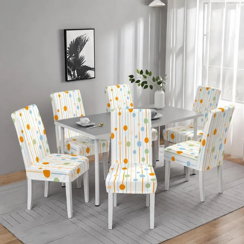 1/6pcs Full Cover Leopard Printed Chair Cover Elastic Leaf Dining Chair Cover Non Slip Floral Stretch Chair Cover