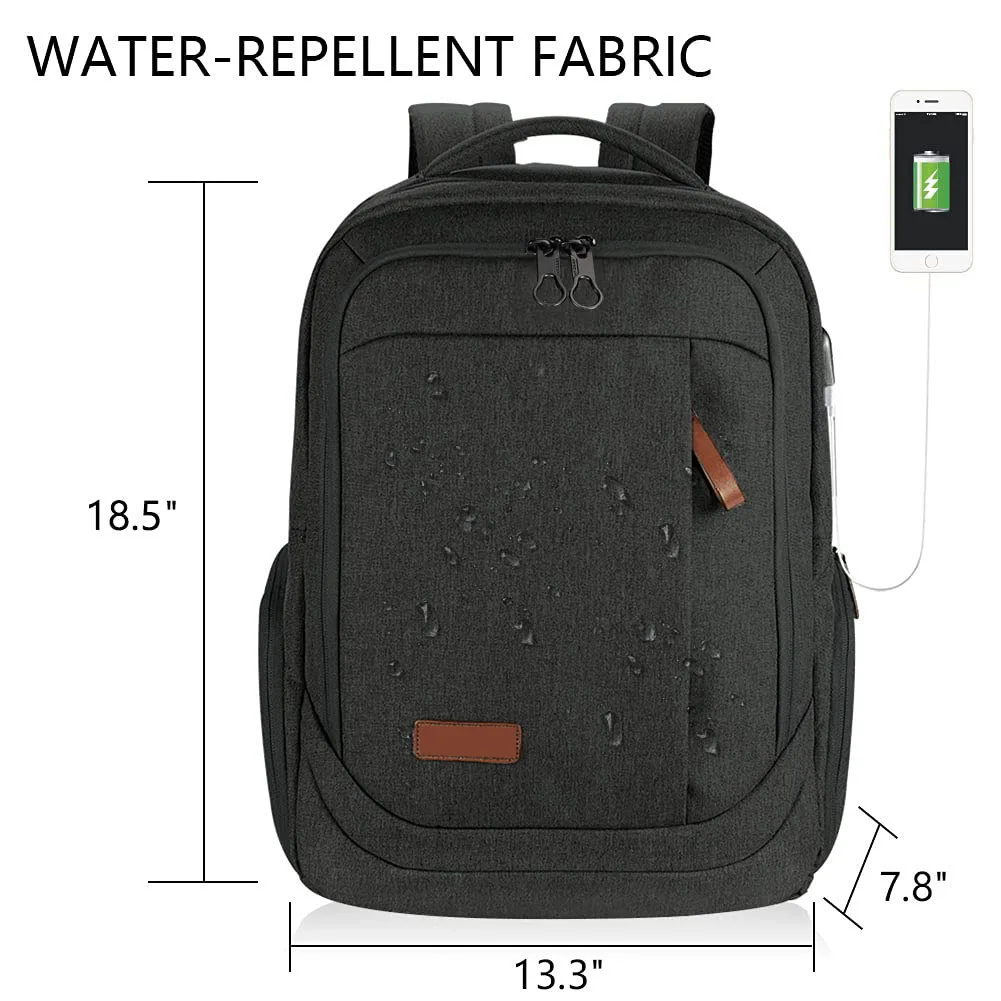 Mochila Laptop Grande Mochila De Computador Se Encaixa até 17.3 Polegada Laptop com Porta De Carregamento USB Repelente De Água Escola De Viagem Backpac