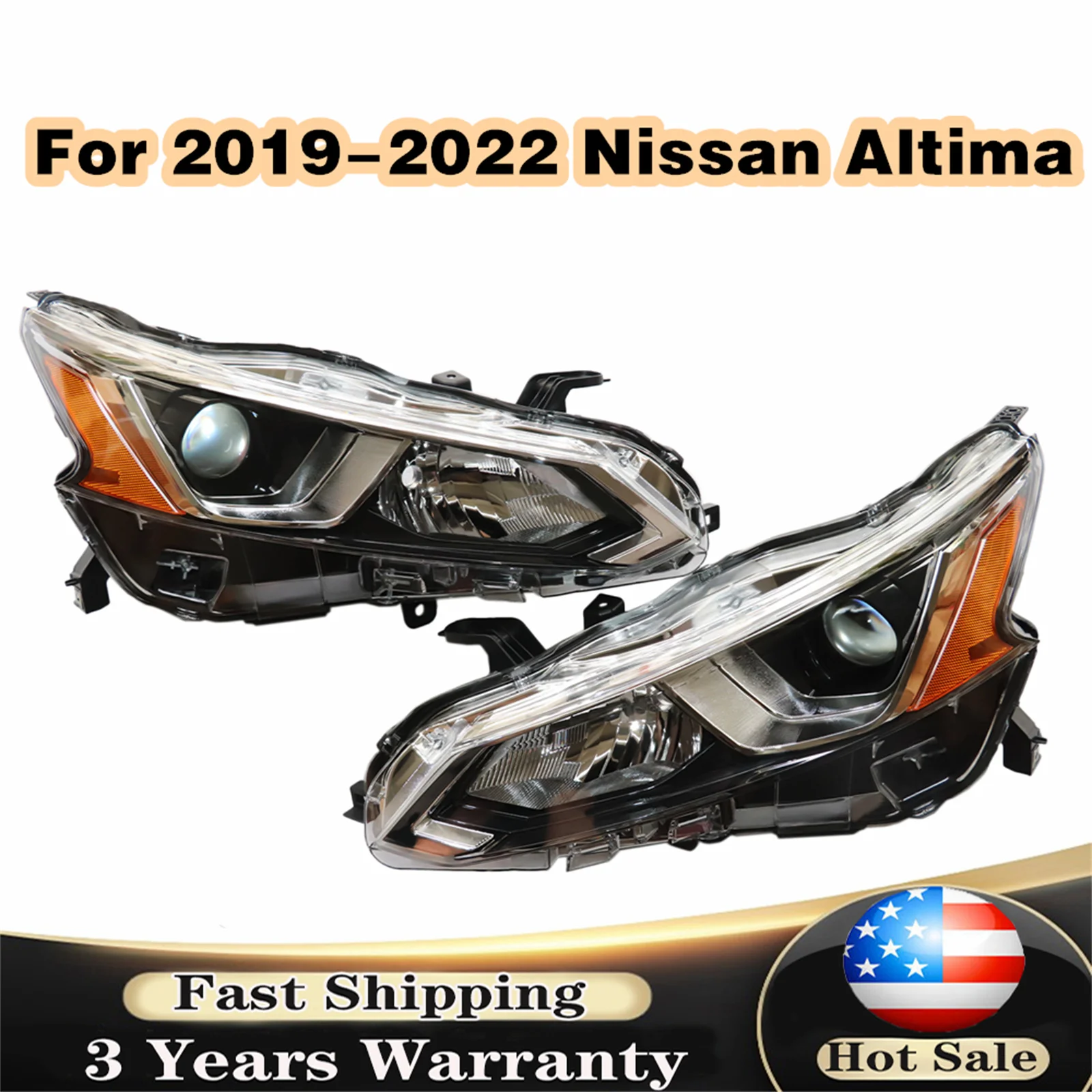 

Headlight Headlamp Assembly For 2019 2020 2021 2022 Nissan Altima Halogen Lam Left Side/ Right Side/ Pair LH/ RH/ Pair