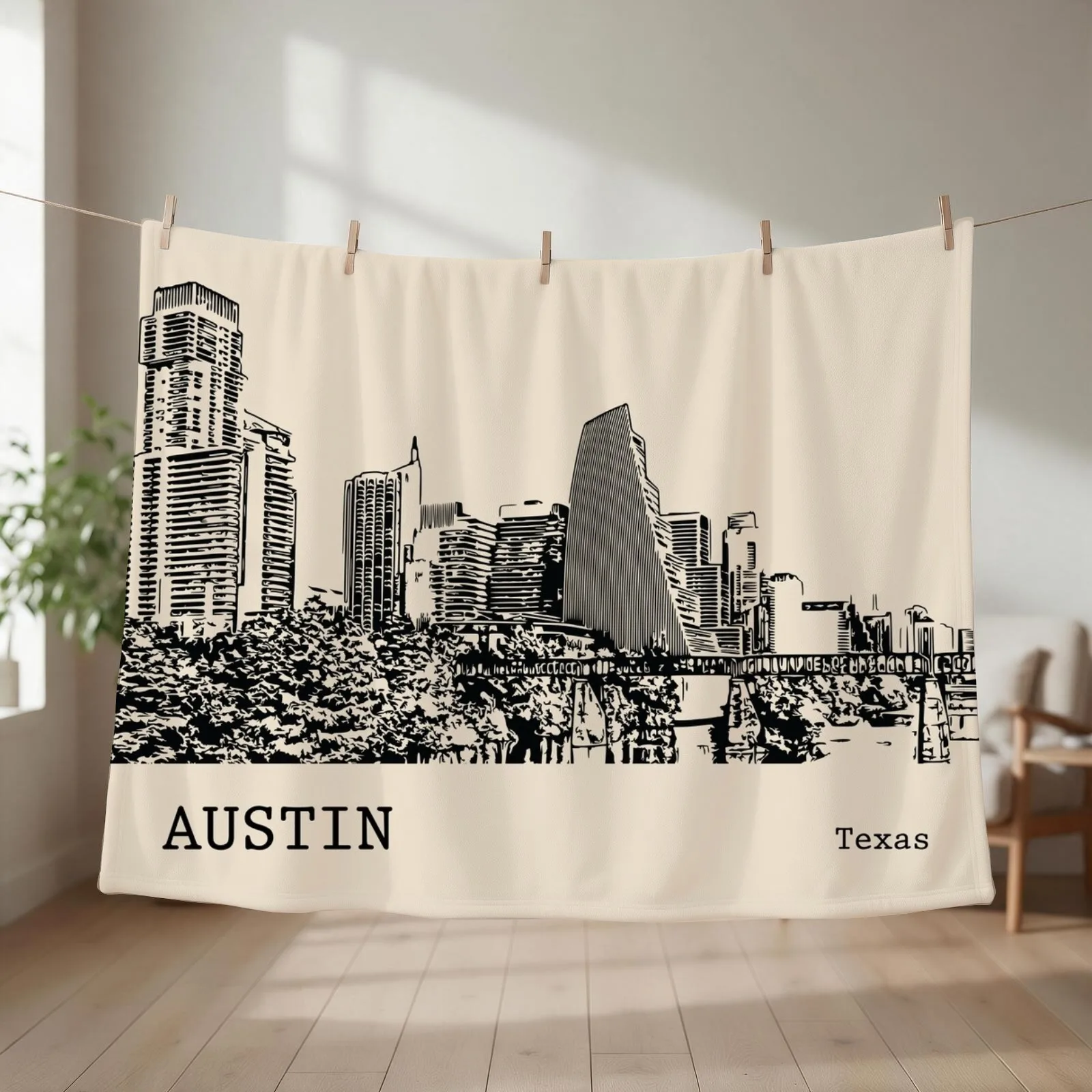 Austin Texas Throw Blanket Stuffeds Luxury valentine gift ideas For Sofa Thin Blankets