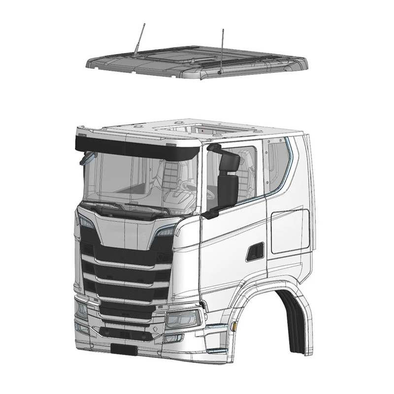 Biały plastikowy niski kombinezon na 1/14 Tamiya zdalnie sterowana ciężarówka samochód Scania 770S. 56368 56371 Diy części zabawki