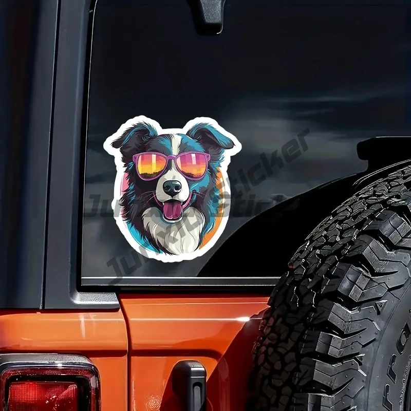 Cool Border Collie Dog Creative Vinyl Waterproof Sticker Decal for Car, Laptop, Wall Window, Bumper Sticker