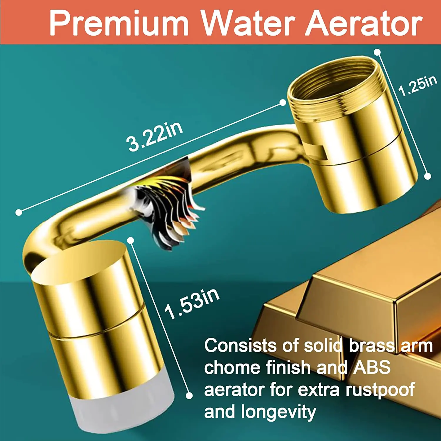 2 mode silver rotary faucet, metal copper U-shaped mechanical arm, 1080° pressurized anti-splash filter hose nozzle head for you