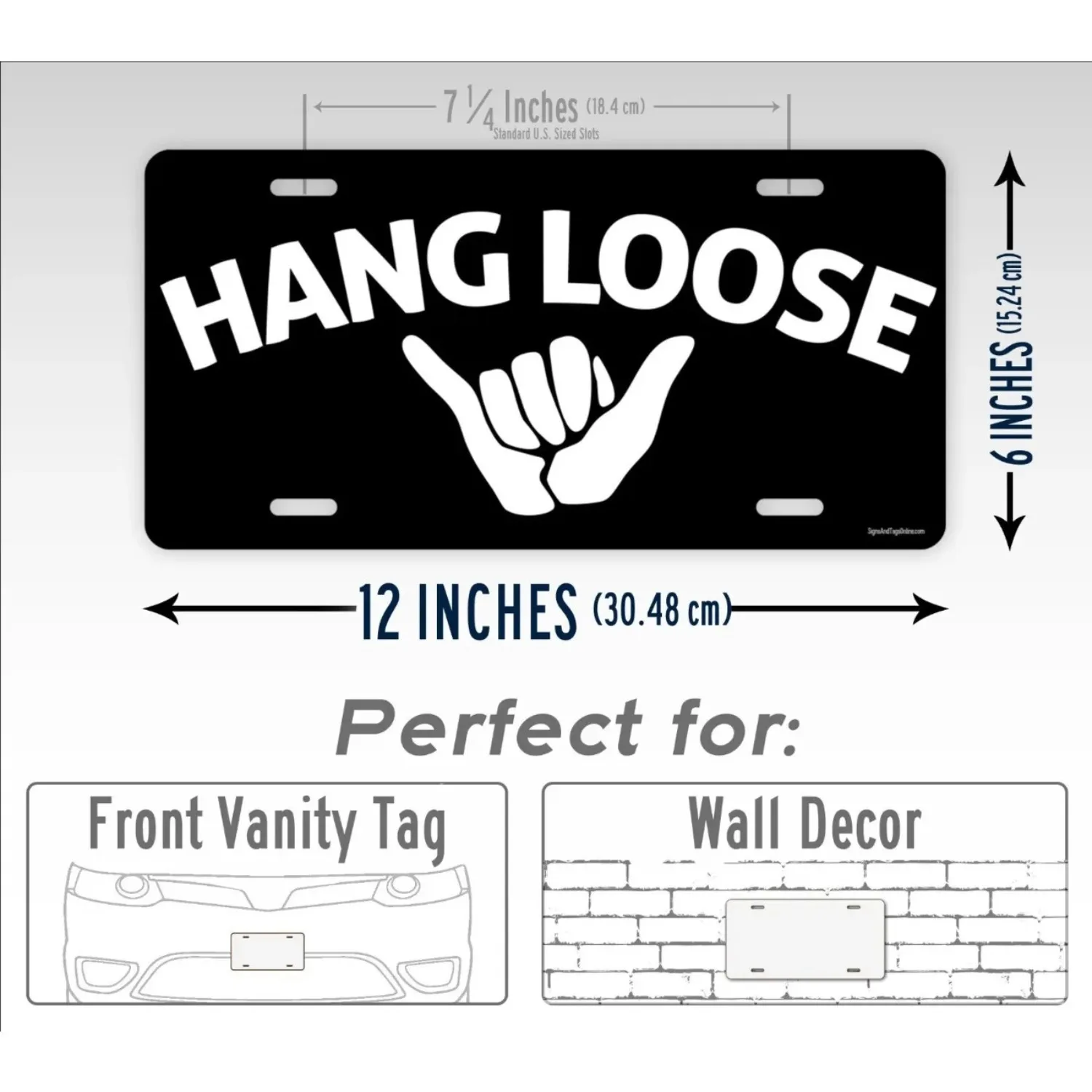Personalized Hang Loose Hand Silhouette Shaka Sign Custom Text Metal Sign Waterproof Decorative Tag for Home & Beach Decor