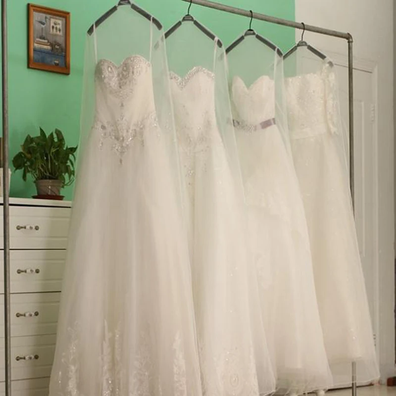 1pcs Transparent 160cm/180cm/200cm Long Soft Tulle Dust Cover Home Clothes Wedding Dress Protector White Mesh Yarn Material