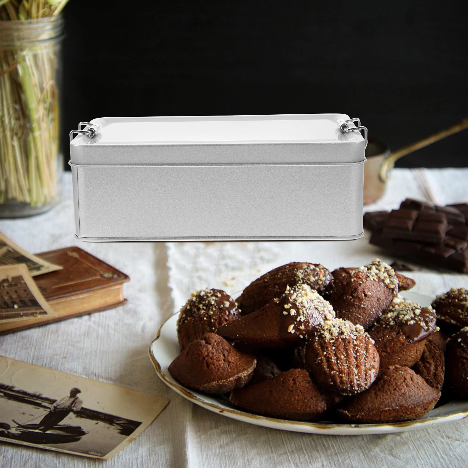 

Storage Box Snack Boxes with Candy Container Metal Tins Lids Tinplate Small Biscuit