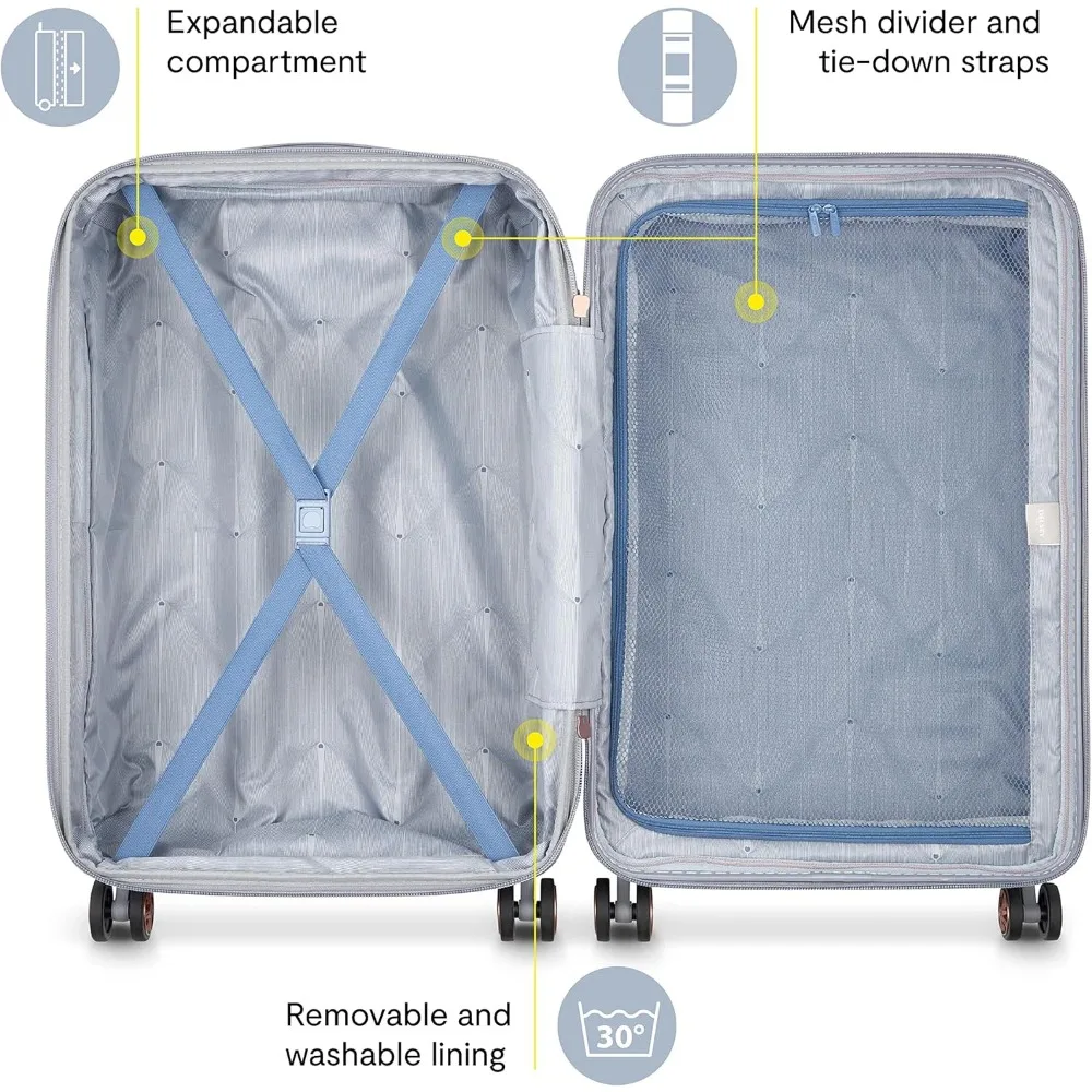 Delsey Paris Cruise 3.0 Equipaje giratorio de carcasa dura expandible, azul, mediano 24 pulgadas