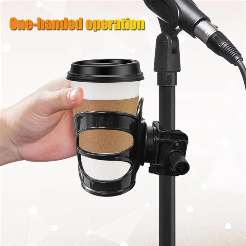 -A90P Cup Holder With Flexible Clamp For Microphone Stand, Pole, Tube, Tripod, Treadmill - Adjustable Fit