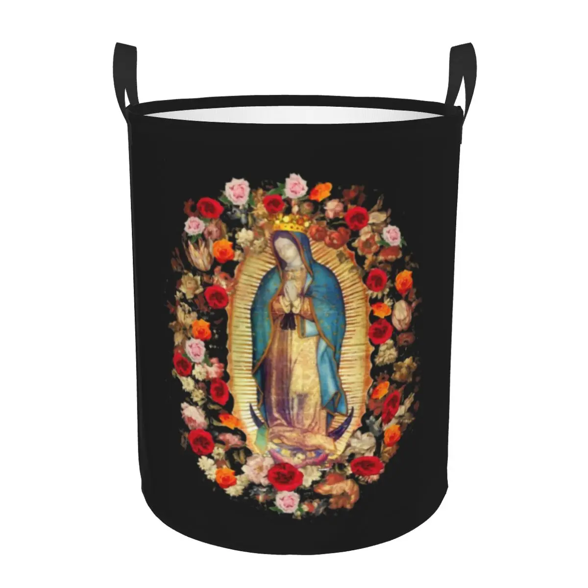 Our Lady Of Guadalupe Mexican Virgin Mary Laundry Basket Foldable Large Clothes Storage Bin Mexico Catholic Saint Baby Hamper