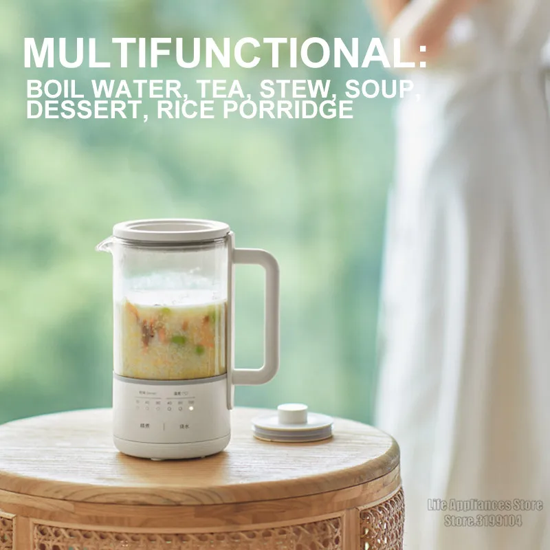Olayks Mini Electric Kettle 600ML Multifunction Health Kettle Boiling Water Tea Soup Dessert Multi Cooker Adjustable Time TEMP