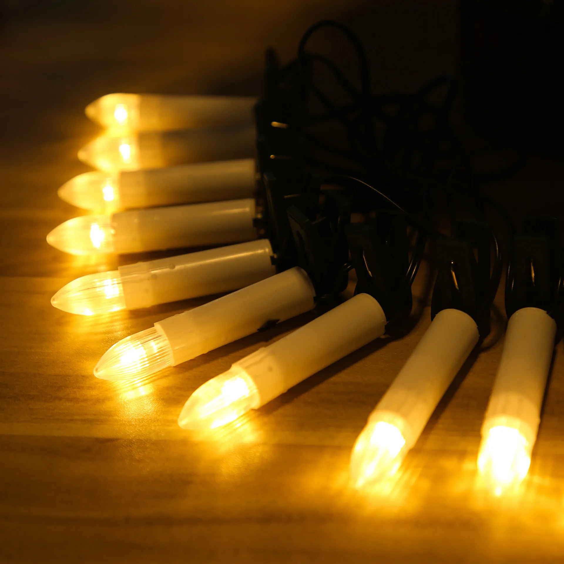 20LED Candle String LED Ciepła biel Clip-on Flameless Cone Candle Family Party Holiday Home Christmas Tree Decoration Light