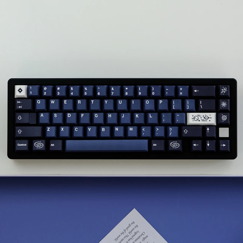 Chaves Conjunto Gmk Galaxy Keycaps Pbt Tintura Sublimação Chave Tampões Cherry Perfil Keycap para Keychron 65 75 Anne Poker Gh60 Gk64 Fl98 128