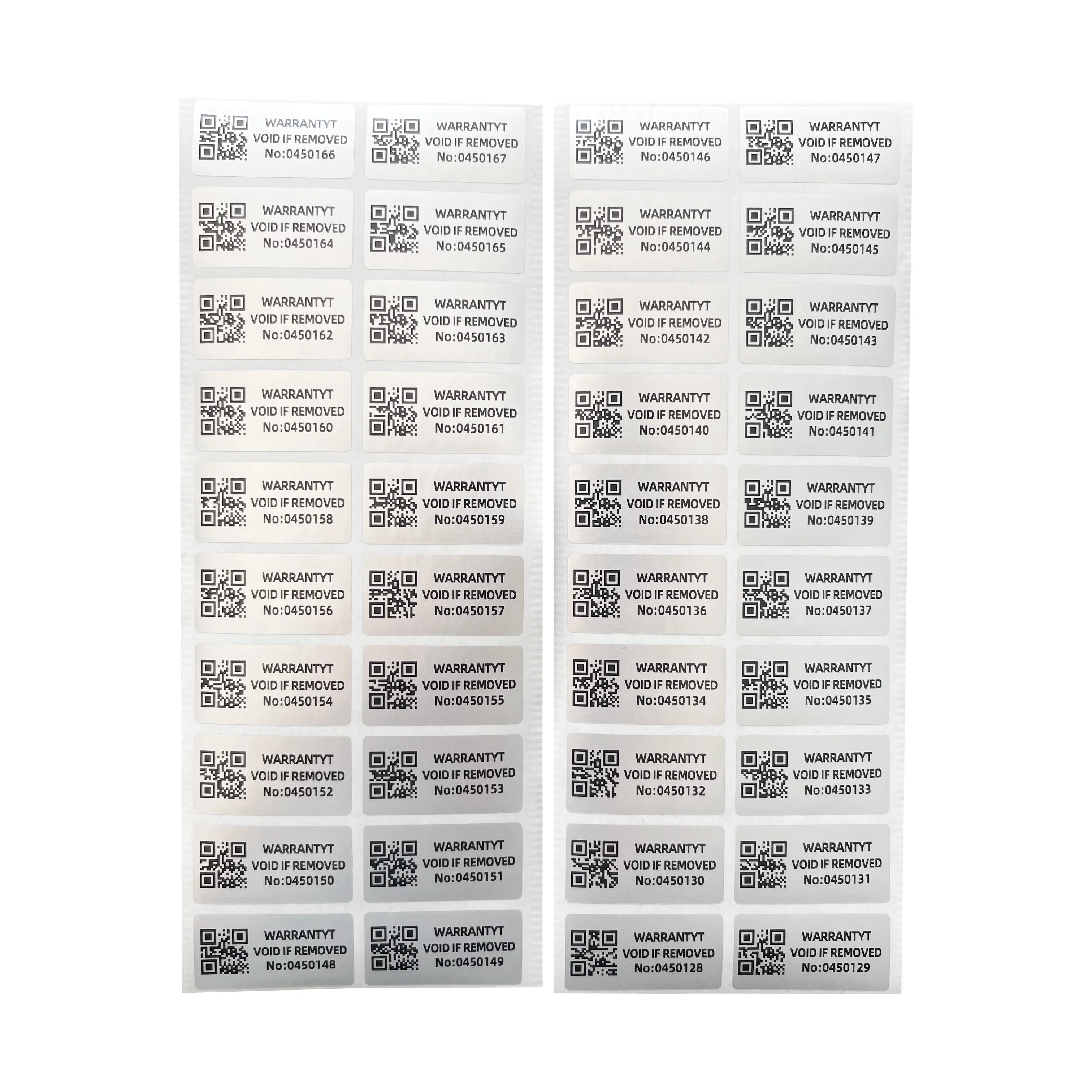 100pcs warranty protection sticker 30X15mm tamper-proof invalid label One-time security seal QR code serial number sticker