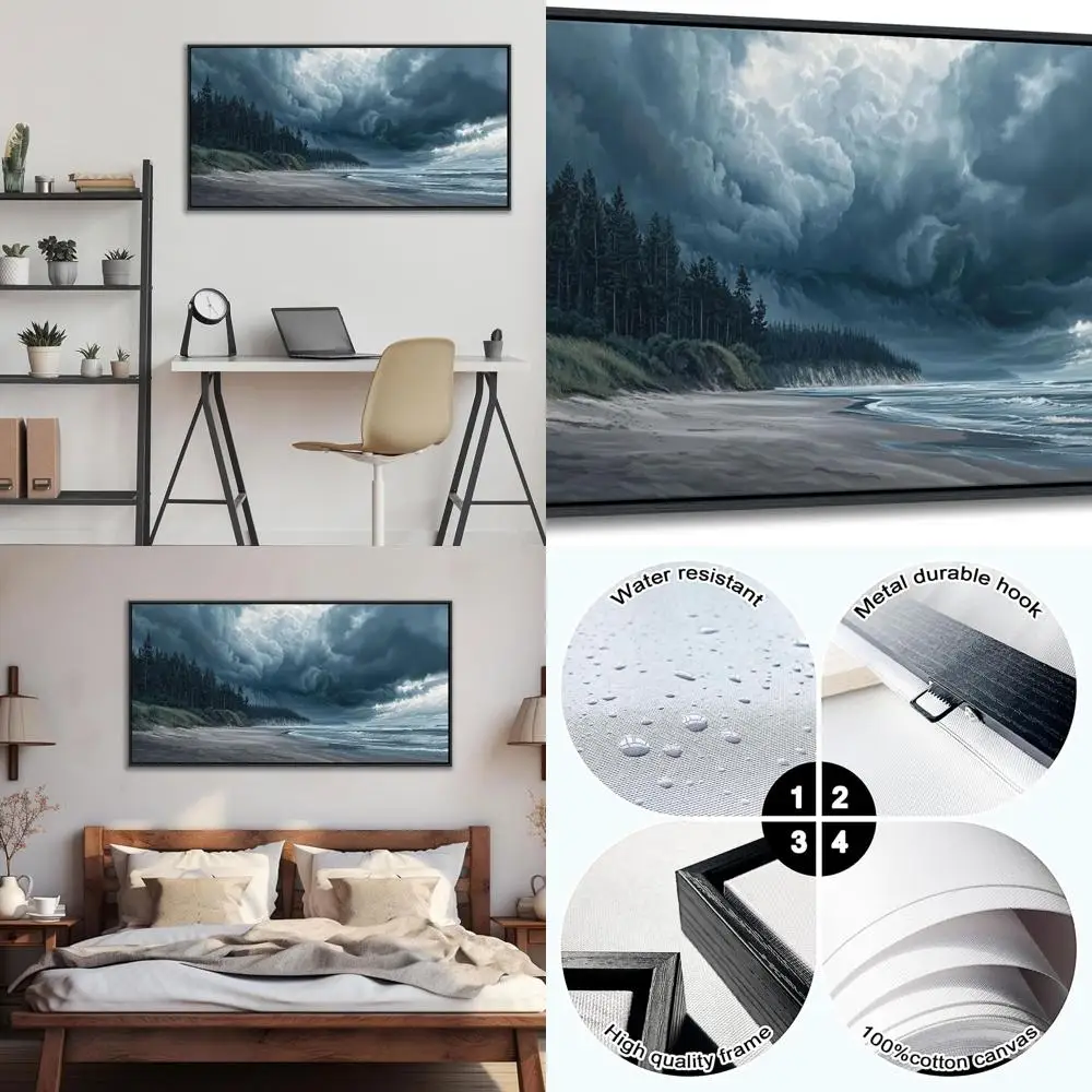 

Navy Blue Sea Wave Canvas Art for Coastal Decor, 20x40 Inches, Suitable for Living Room and Bedroom