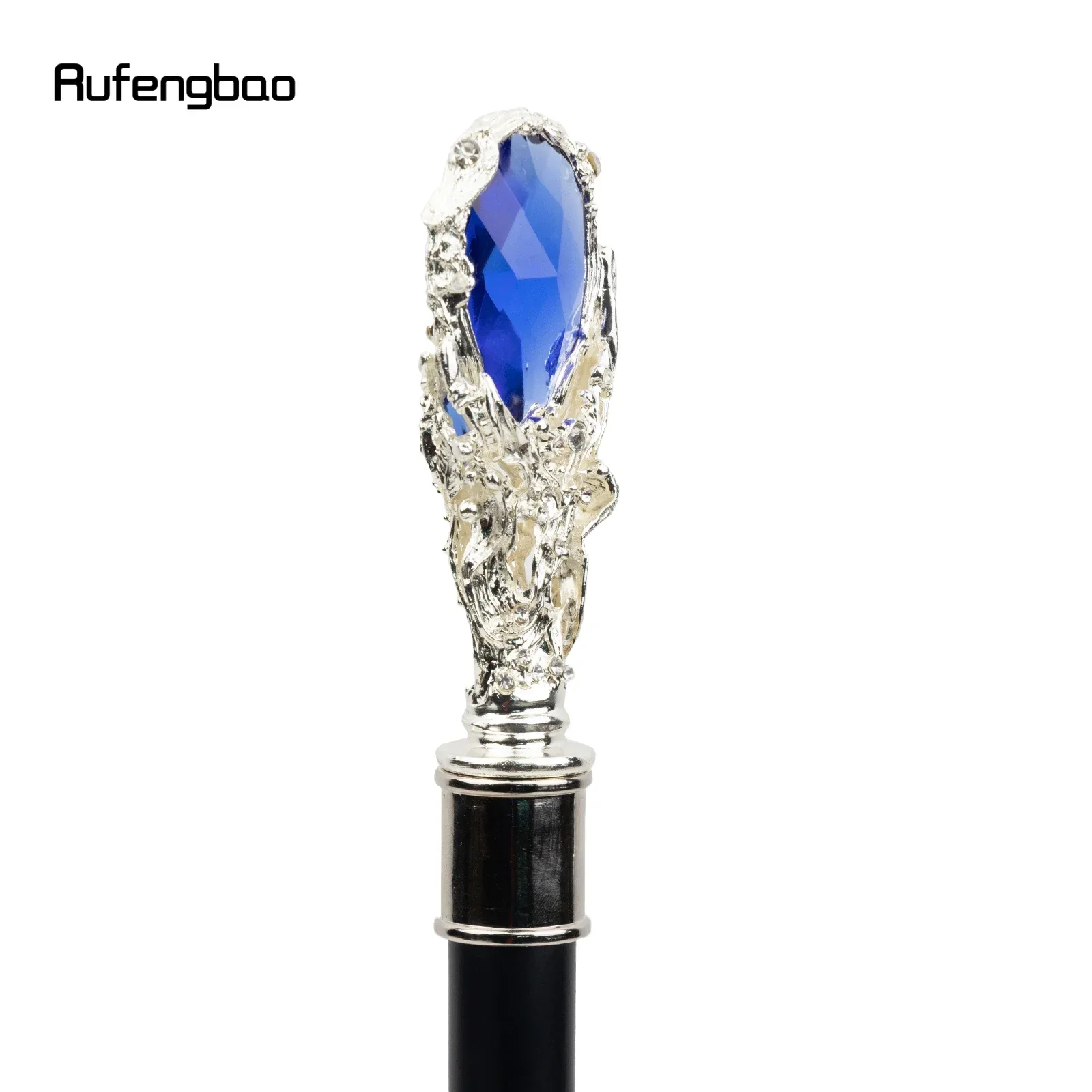 ブルーダイヤモンド ホワイト ウォーキングケーン ファッション装飾用杖 紳士 エレガント コスプレケーン ノブ クロシエ 92cm