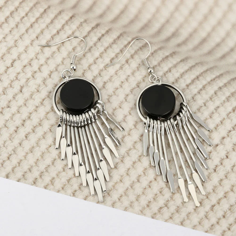 

Pair Vintage Long Tassel Earrings Round Hanging Stylish Elegant Suitable Daily Wear Women Pierced Exaggerated Earrings for Women