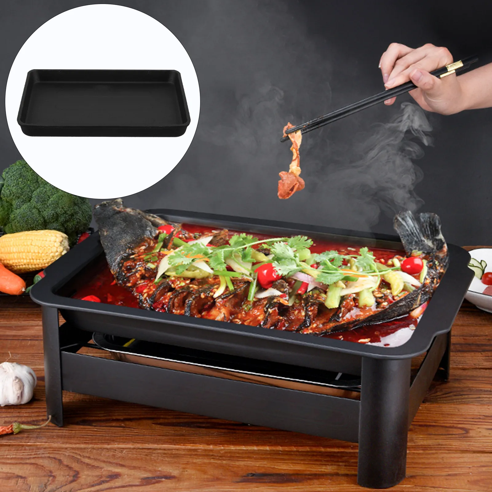 

Premium Cast Iron Barbecue Tray with Extended Cooking Area Heat Retaining Design Easy Clean Grill Surface for Home Or Outdoor