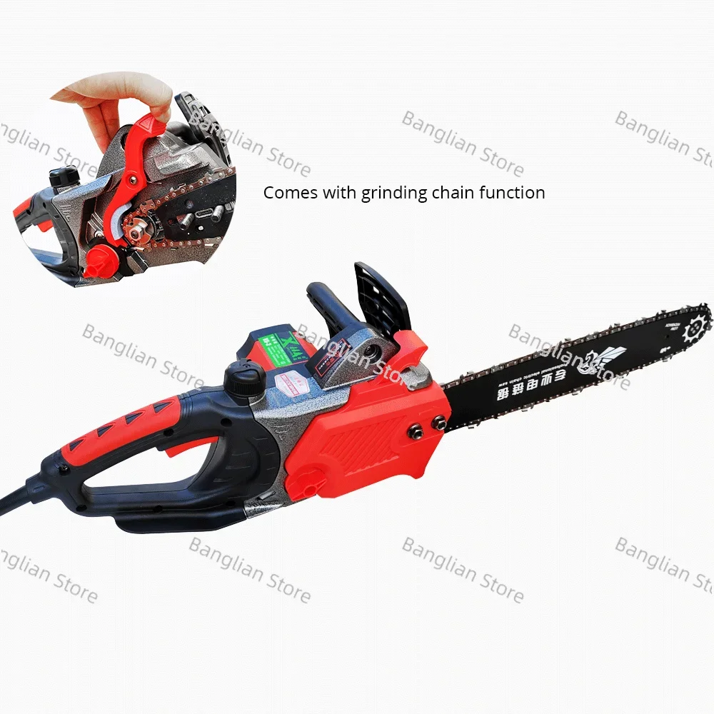 Corded Electric Chainsaw, High Power Handheld Woodworking, Powerful Saw, 16 Inch Guide Bar, Household Cutting Tools, 220V