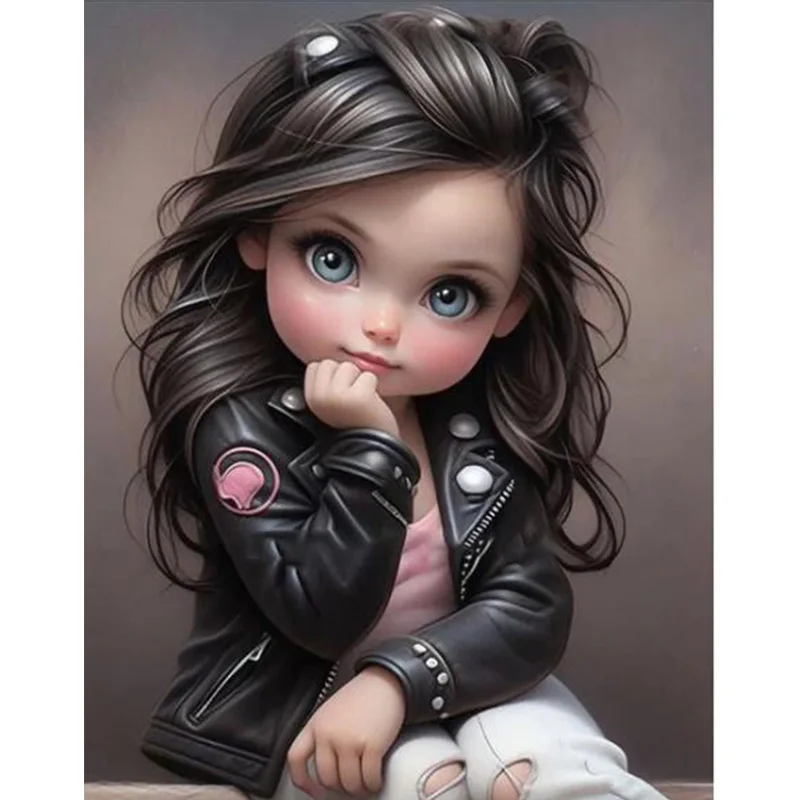 

AB Diamond Diamond Painting Cartoon Cute Girl Diamond Embroidery Kit Wall Decoration Hanging Painting