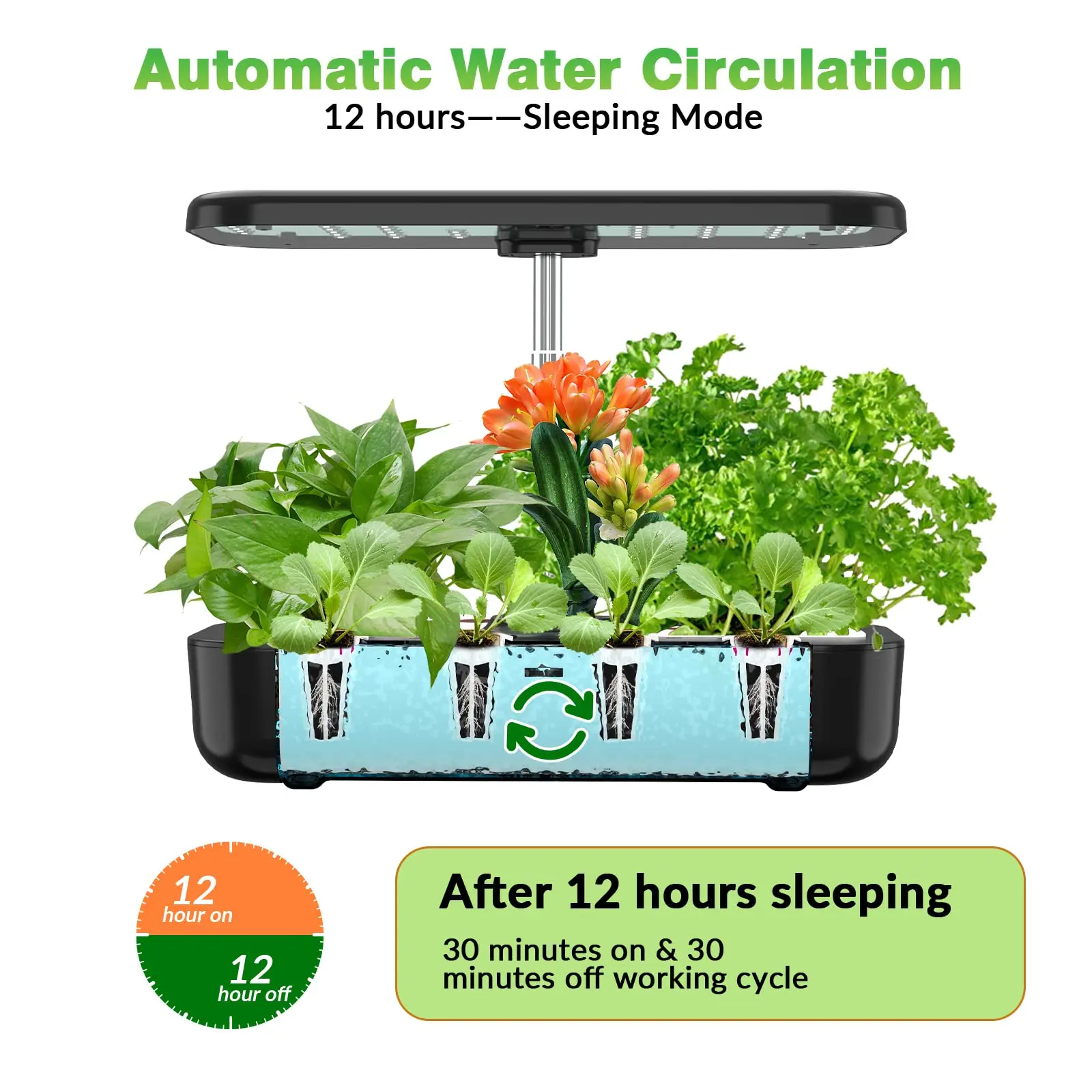 12 Pods Hydroponics Growing System Indoor Herb Garden With Led Grow Light Smart Garden Planter For Home Kitchen Automatic Timer