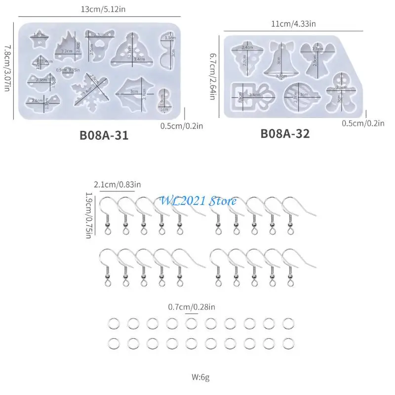 G5GC عيد الميلاد السيليكون مجوهرات العفن شجرة الثلج تصميم ندفة الثلج أدوات لوازم الحرف #6