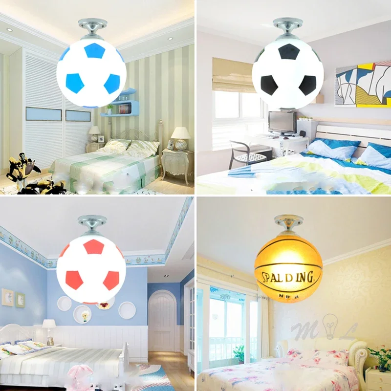 Modern Ceiling Lights Art Deco Glass Football Hanging Ceiling Lamps for Bedroom Foyer Kitchen Fixture Children Room Light Lustre