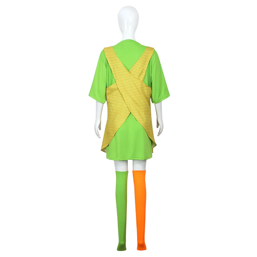 أنيمي جوارب جلدية جديدة بيبي تأثيري حلي فستان أخضر سترة المئزر حفلة الهالوين جوارب طويلة مجموعة كاملة التمويه