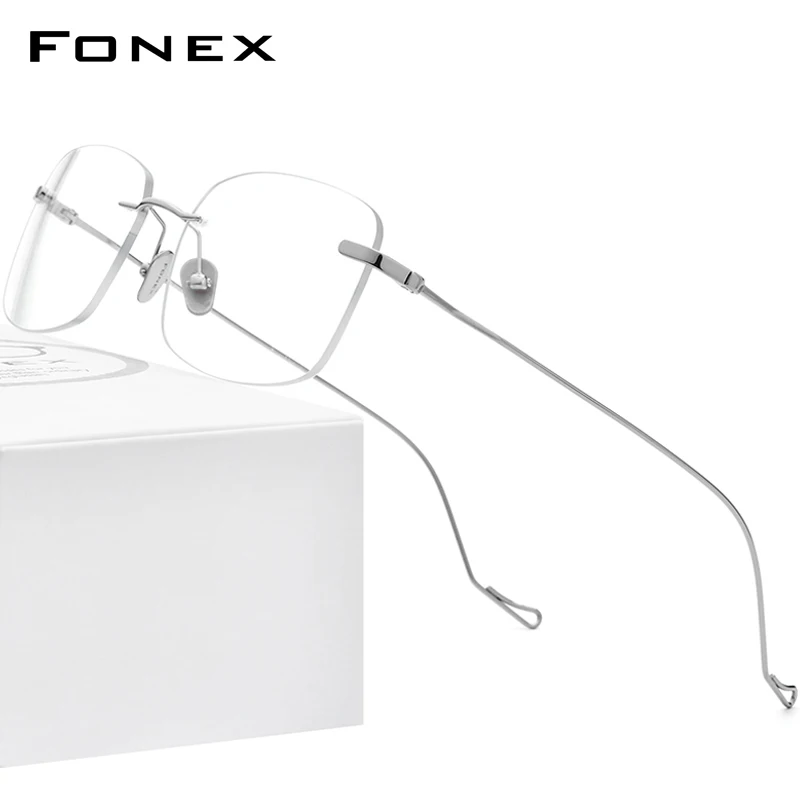 

FONEX B Titanium Glasses Frame Men 2024 New Rimless Square Eyeglasses Frames Women Eyewear 8559