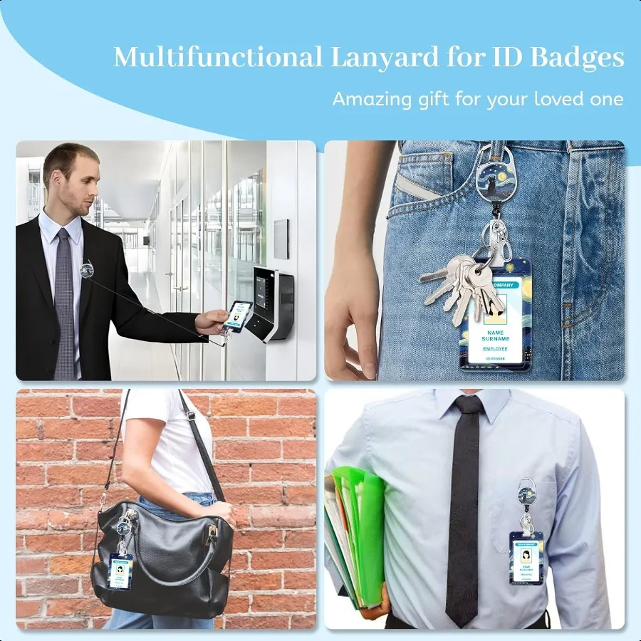 اسهم القط الأسود لشارات الهوية حامل شارة الليل المرصعة بالنجوم مع مشبك بكرة قابل للسحب علامات اسم العمل حبل سلسلة المفاتيح مع معرف H