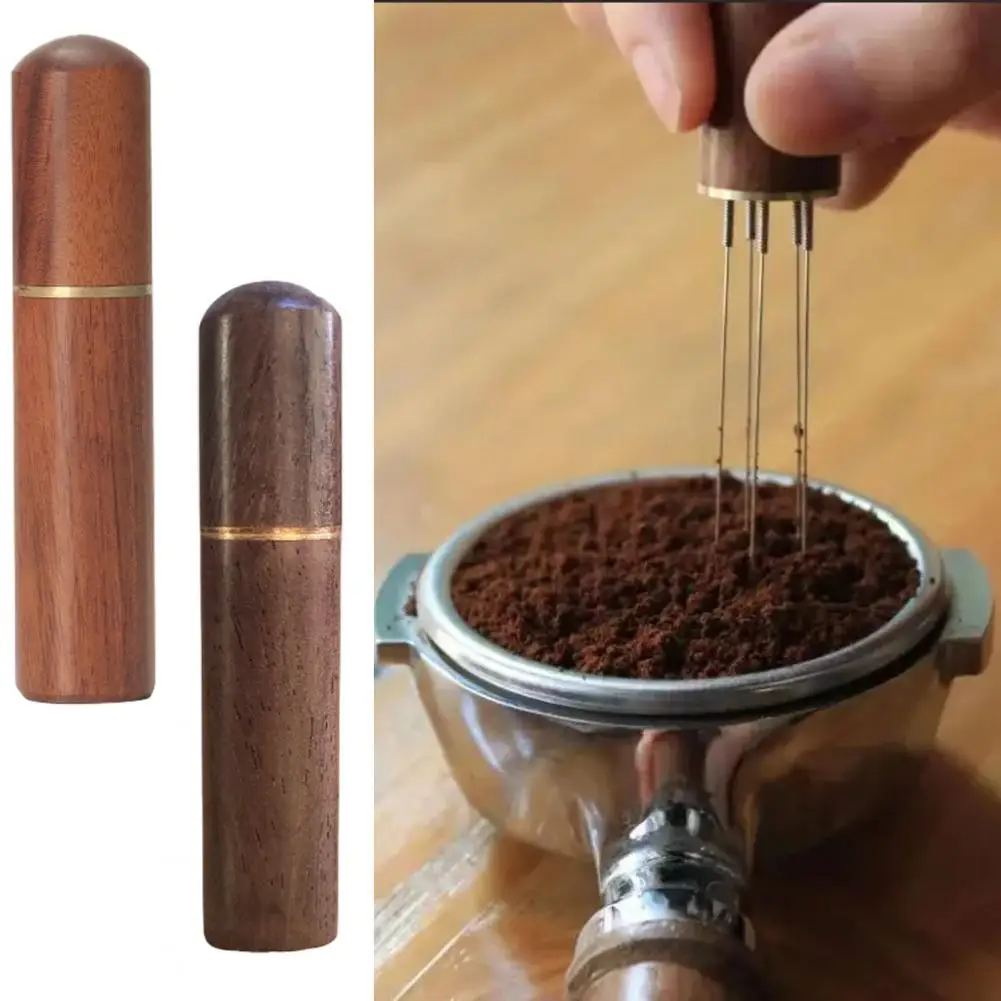 8.3cm Stainless Steel Coffee Stirring Tool Professional Espresso Distribution Needle Coffee Powder With Wooden Handle For Home