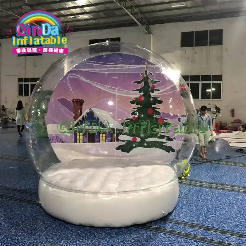 Chrsitmas Party Transparent Inflatable Dome Bubble Tents,Clear Pvc Inflatable Snow Globe With Tunnel Enter