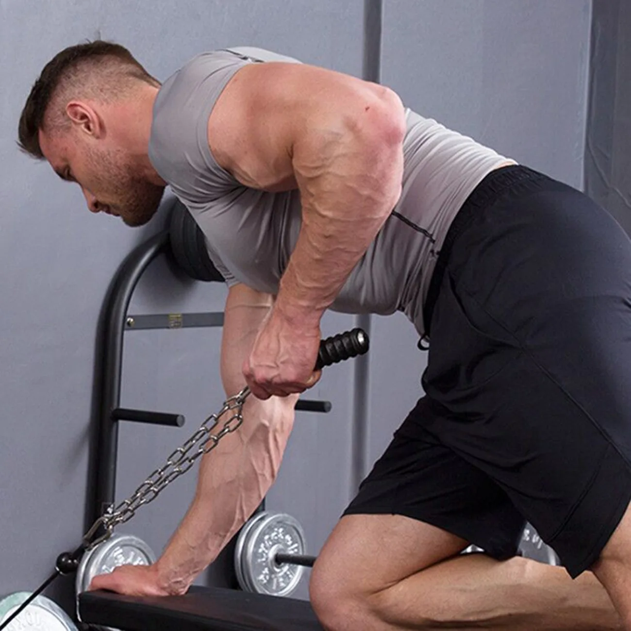 

YOE-x2Pcs Push Down Single Gym Handle Triceps Strength Pull Up Hand Grips for Cable Machine Attachment Arm Fitness