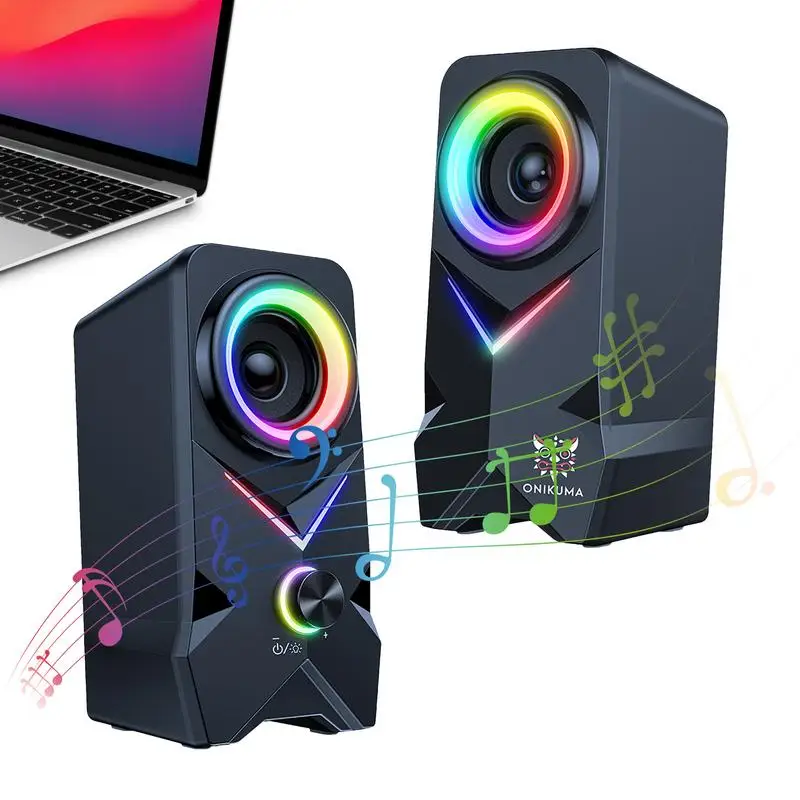 

USB Speakers USB Wired Subwoofer Small Speaker External Plug And Play Lighted Wired Speakers With Stereo Sound For PC Laptop