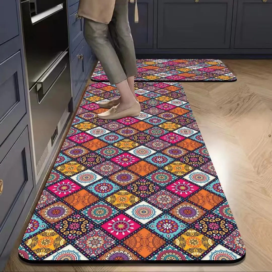 VIKAMA American-Style Ceramic Tile Pattern Rug Is Selling Well As a Non-Slip Water-Absorbing Kitchen Foot Mat, For Home Decor