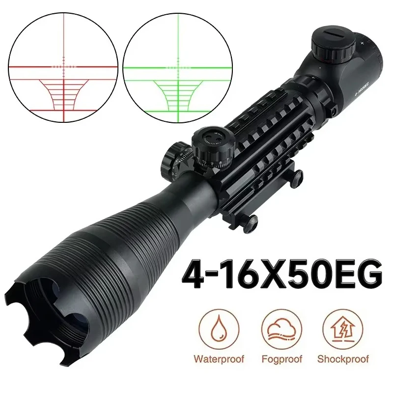 

Tactical 4-16X50EG Scopes Optics Rifle Scope Red/Green Illuminated Riflescope Outdoor Long Range Sight Fits 20mm Rail Mount